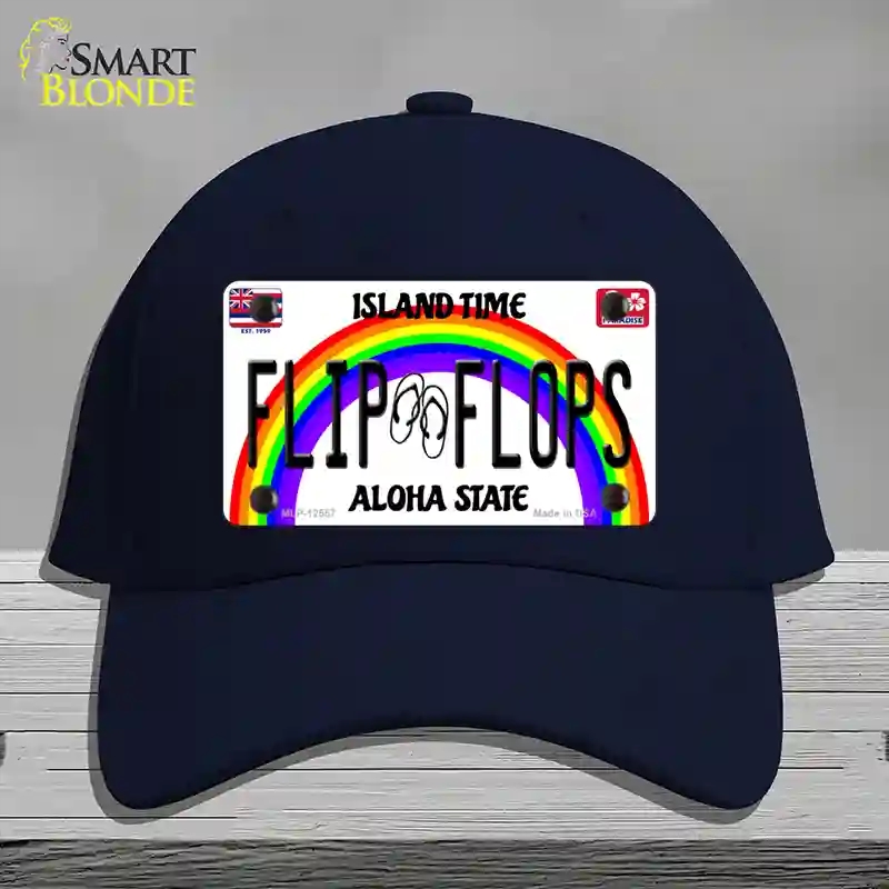 HAT20-MLP-12557 Flip Flops Hawaii Novelty License Plate Hat, Cotton - Navy