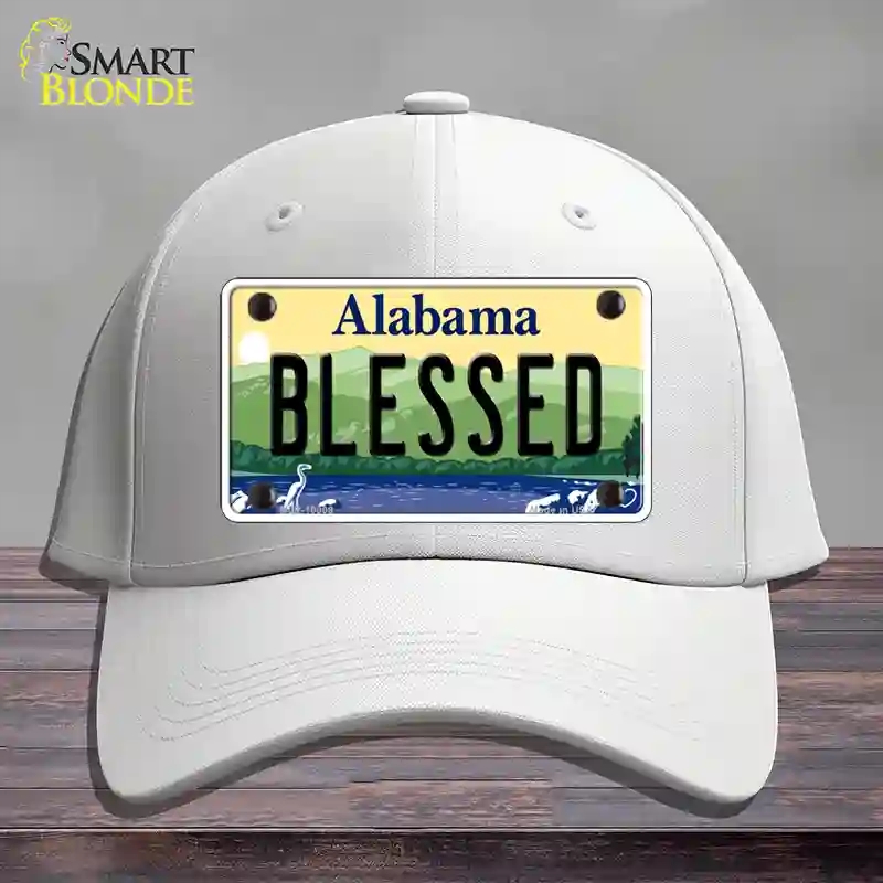 HAT21-MLP-10009 Blessed Alabama Novelty License Plate Hat, Cotton - White
