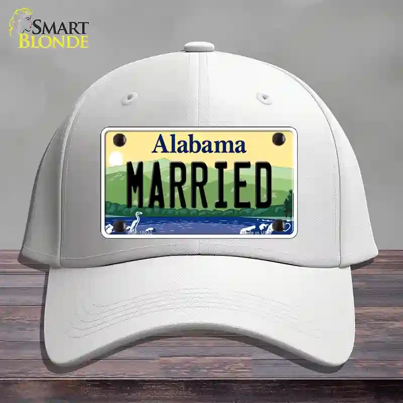 HAT21-MLP-10022 Married Alabama Novelty License Plate Hat, Cotton - White