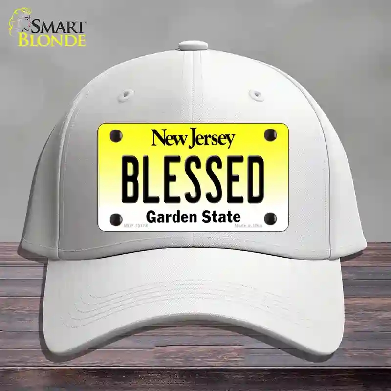 HAT21-MLP-10174 Blessed   Jersey Novelty License Plate Hat, Cotton - White