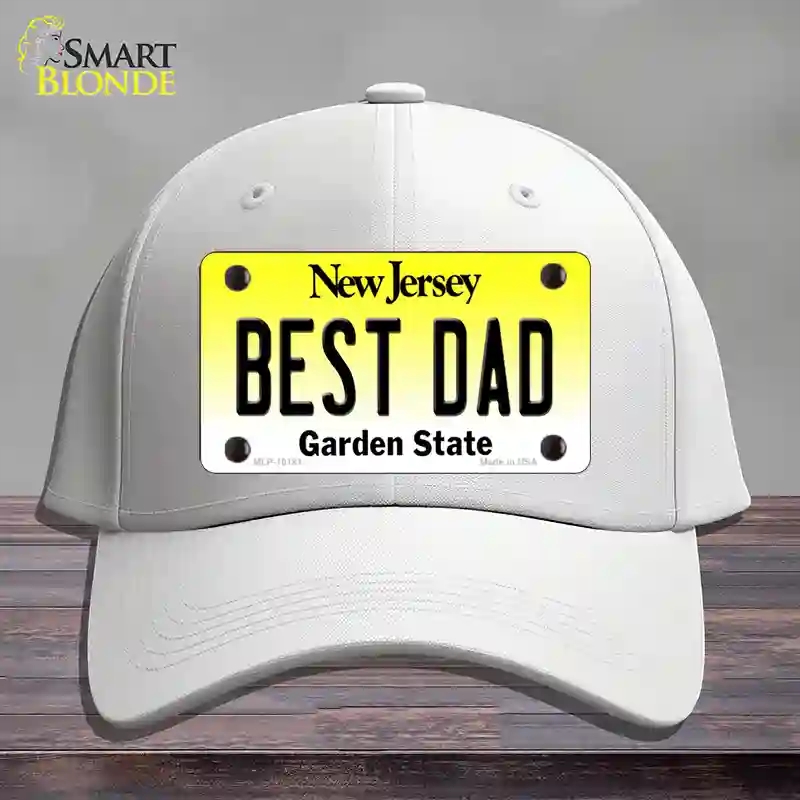 HAT21-MLP-10181 Best Dad   Jersey Novelty License Plate Hat, Cotton - White
