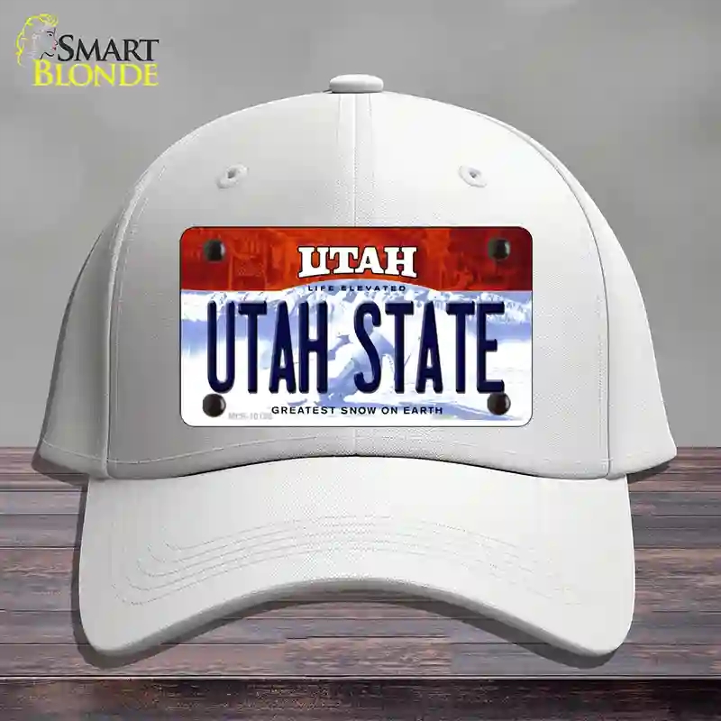 HAT21-MLP-10198 Utah State Novelty License Plate Hat, Cotton - White