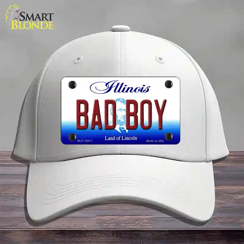 HAT21-MLP-10317 Bad Boy Illinois Novelty License Plate Hat, Cotton - White