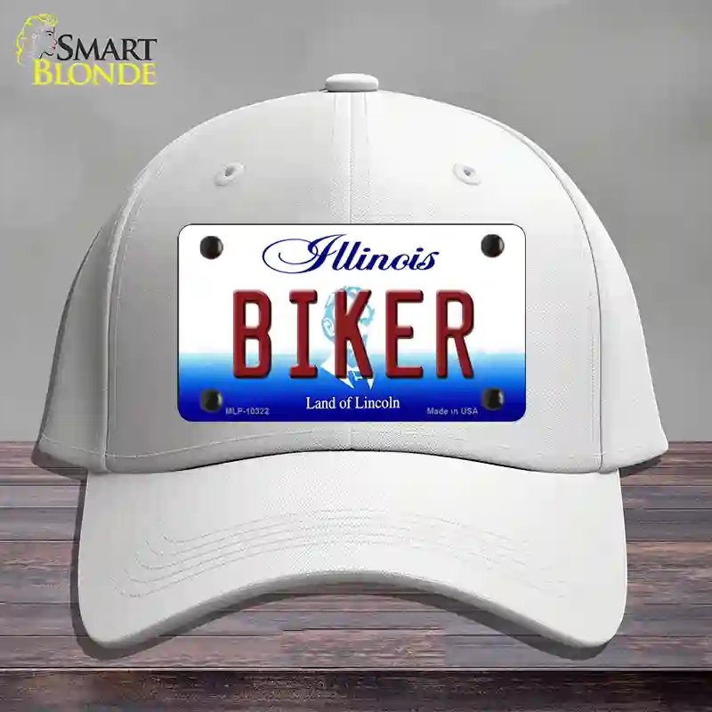 HAT21-MLP-10322 Biker Illinois Novelty License Plate Hat, Cotton - White
