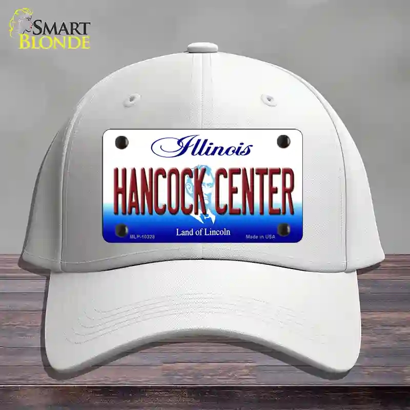 HAT21-MLP-10328 Hancock Center Illinois Novelty License Plate Hat, Cotton - White