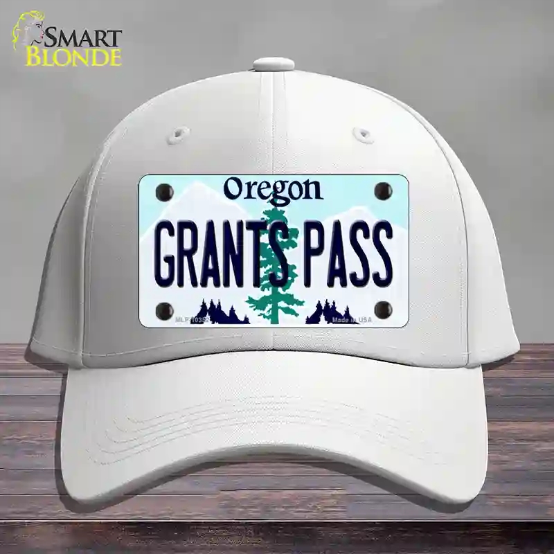 HAT21-MLP-10352 Grants Pass Oregon Novelty License Plate Hat, Cotton - White