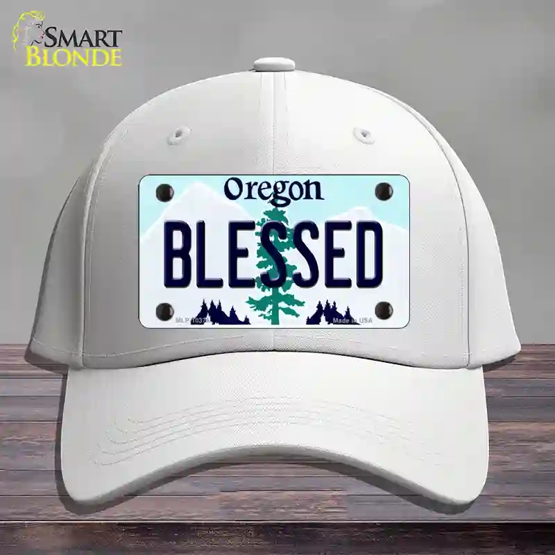 HAT21-MLP-10376 Blessed Oregon Novelty License Plate Hat, Cotton - White