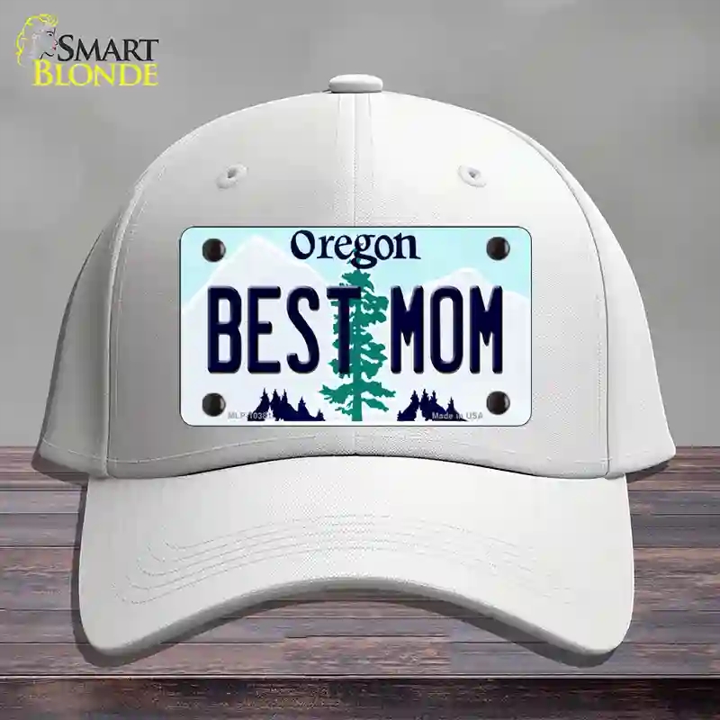 HAT21-MLP-10381 Best Mom Oregon Novelty License Plate Hat, Cotton - White