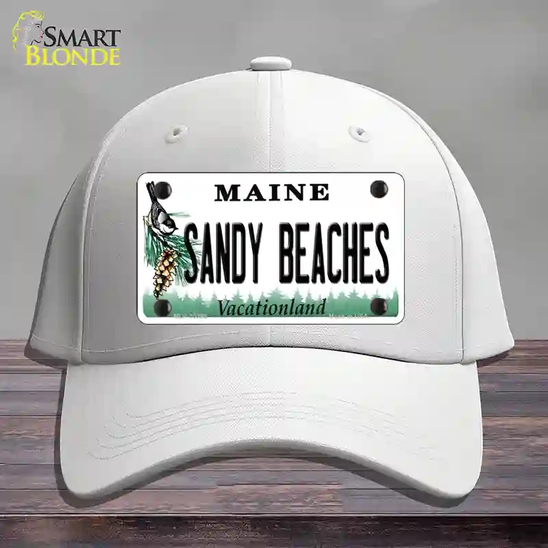 HAT21-MLP-10398 Sandy Beaches Maine Novelty License Plate Hat, Cotton - White