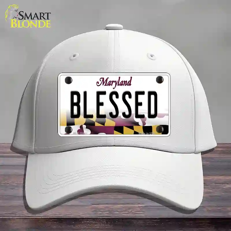 HAT21-MLP-10498 Blessed Maryland Novelty License Plate Hat, Cotton - White