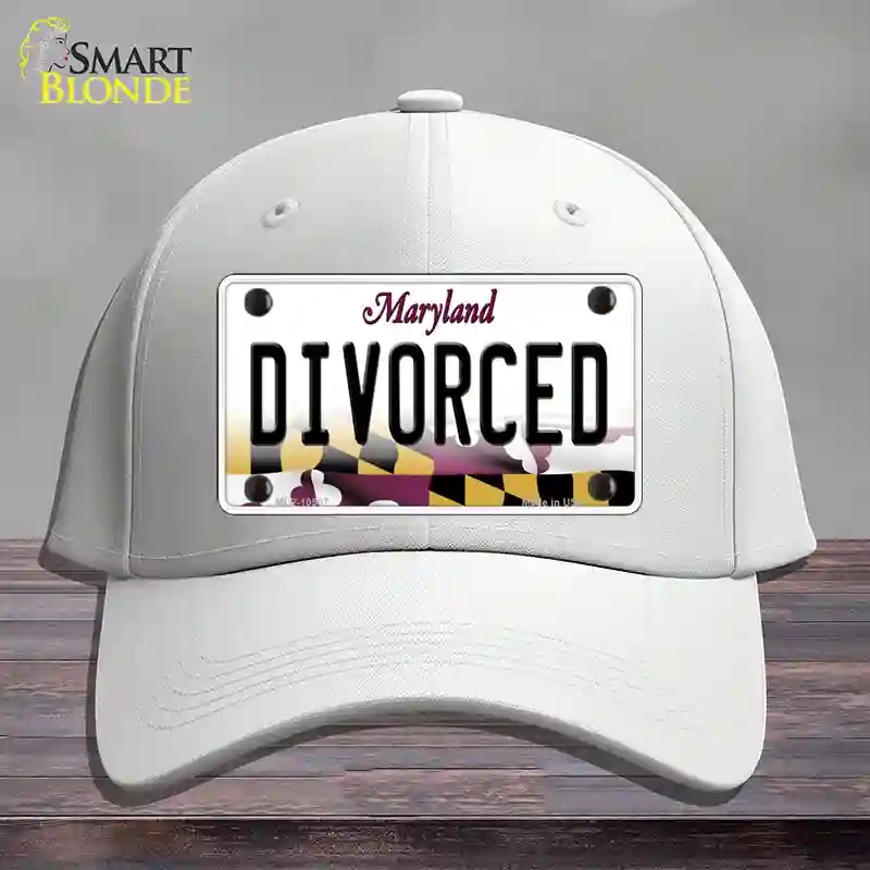 HAT21-MLP-10507 Divorced Maryland Novelty License Plate Hat, Cotton - White