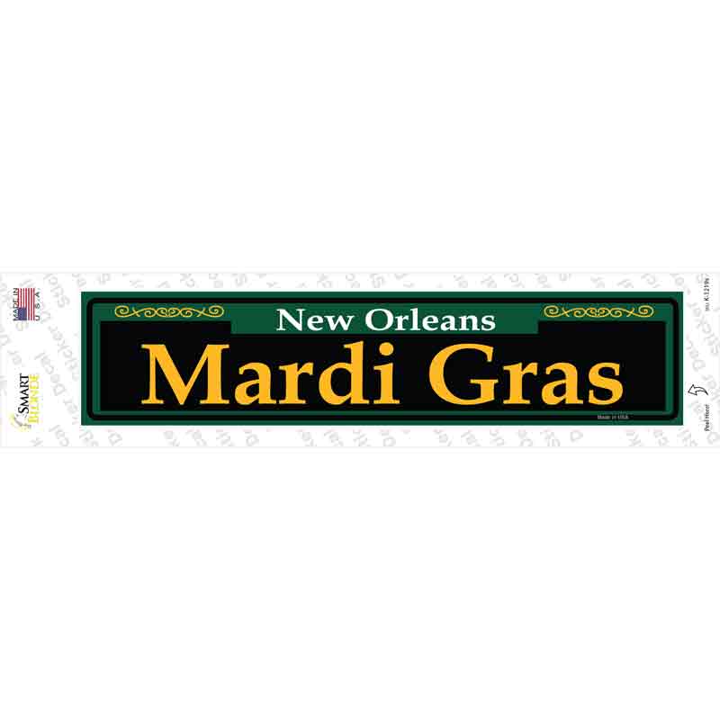 K-1219s-M Mardi Gras Green Novelty Narrow Sticker Decal, Medium