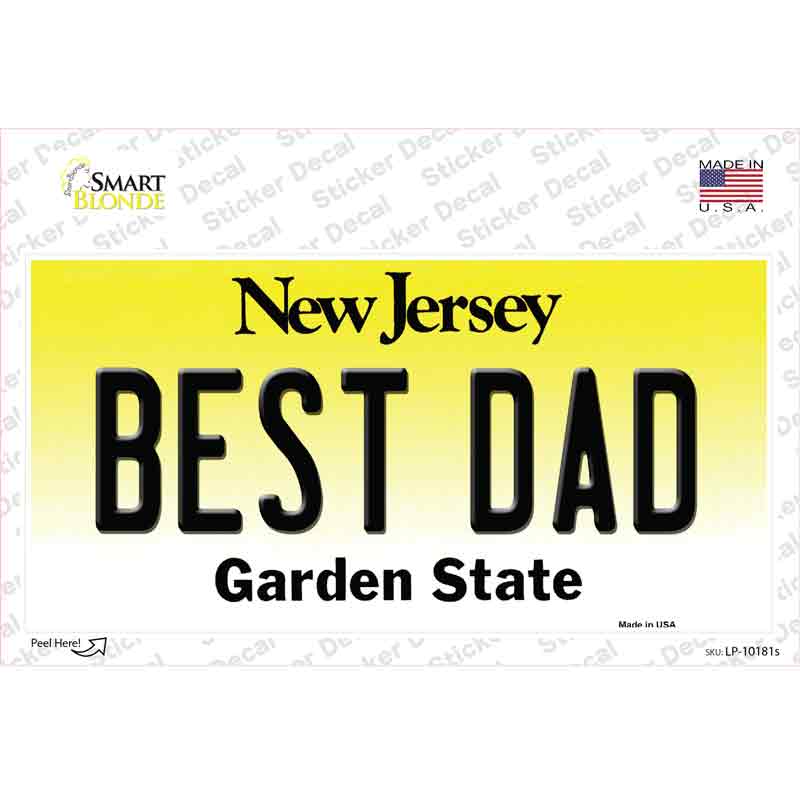 LP-10181s-M Best Dad   Jersey Novelty Sticker Decal, Medium