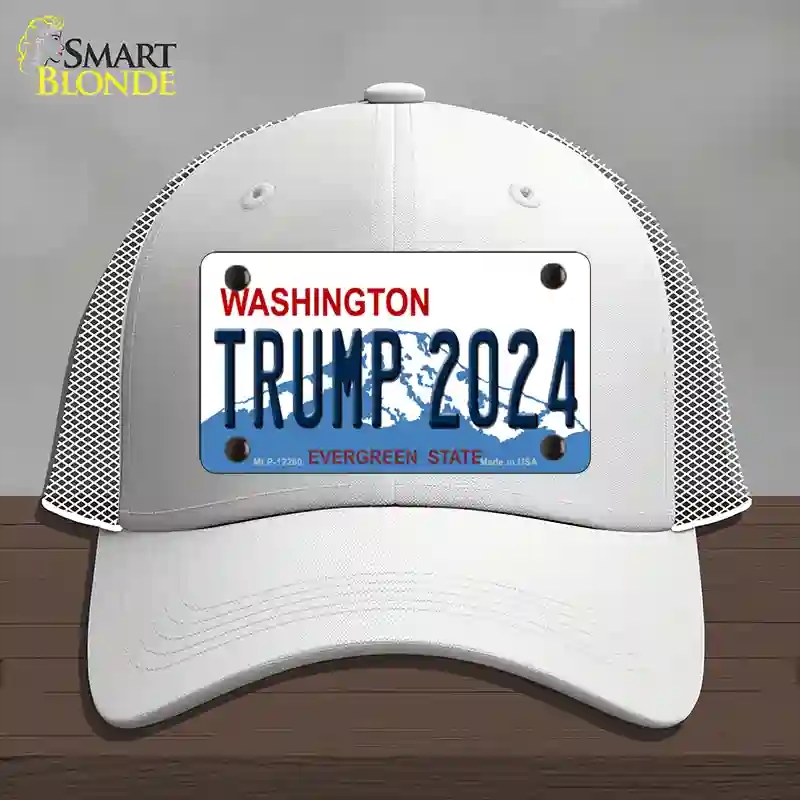 HAT19-MLP-12260 Trump 2024 Washington Novelty License Plate Hat, Mesh - White