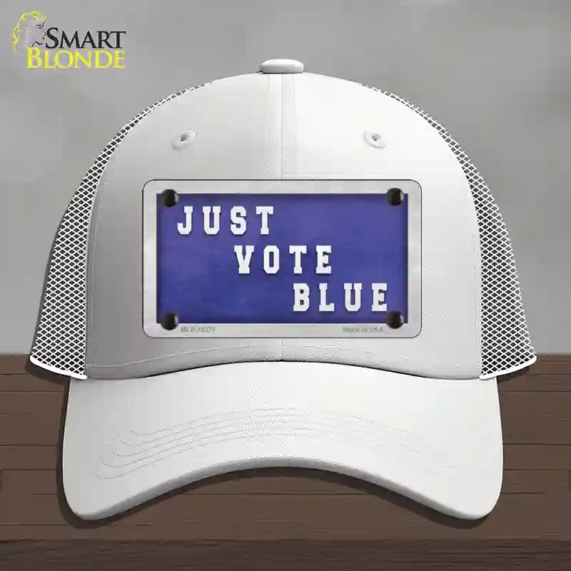 HAT19-MLP-12271 Just Vote Blue Novelty License Plate Hat, Mesh - White