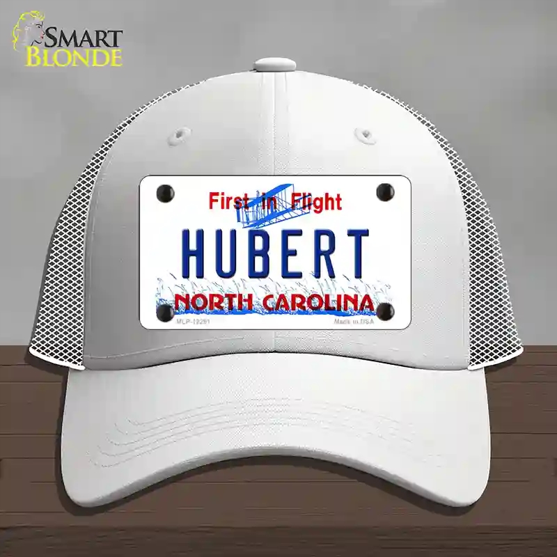 HAT19-MLP-12291 North Carolina Hubert Novelty License Plate Hat, Mesh - White