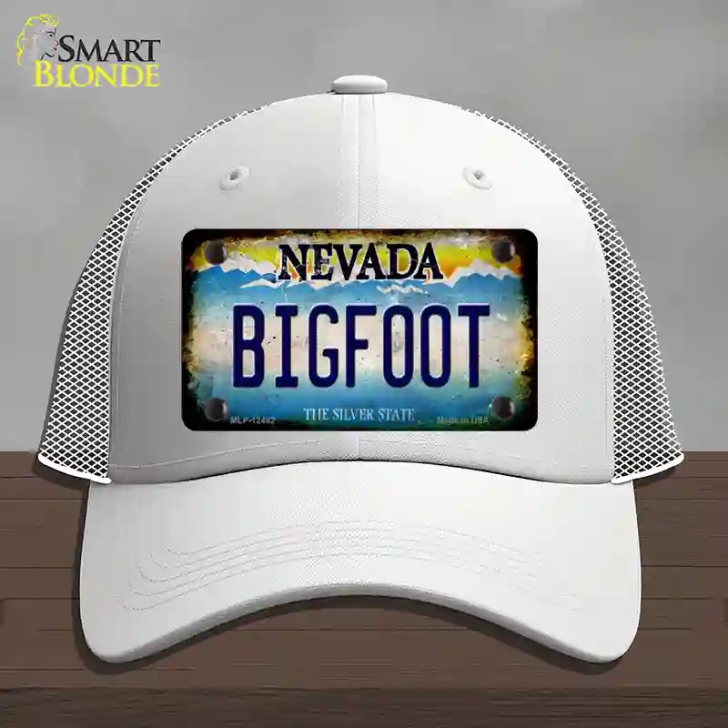 HAT19-MLP-12482 Bigfoot Nevada Novelty License Plate Hat, Mesh - White