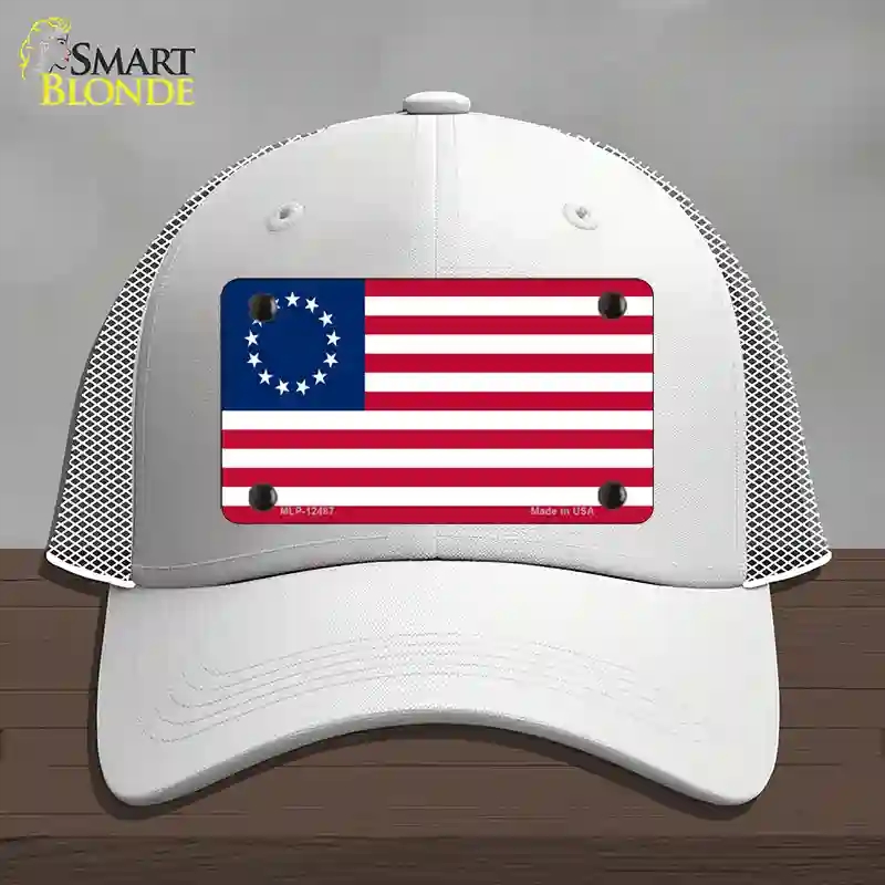 HAT19-MLP-12487 Betsy Ross American Flag Novelty License Plate Hat, Mesh - White