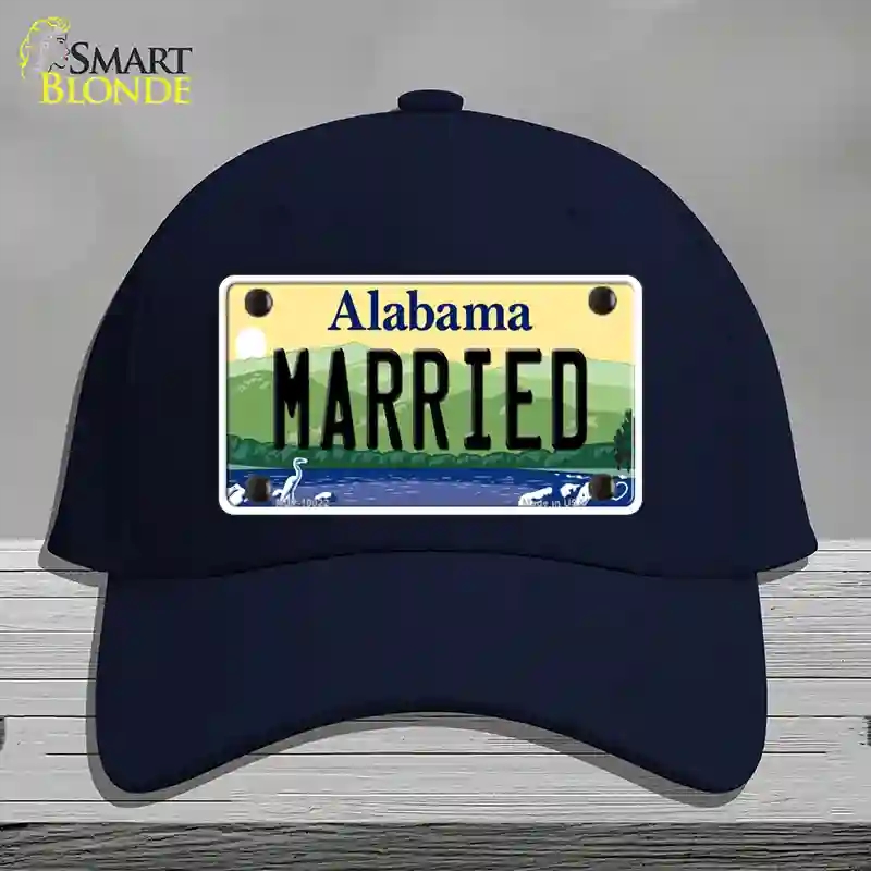HAT20-MLP-10022 Married Alabama Novelty License Plate Hat, Cotton - Navy