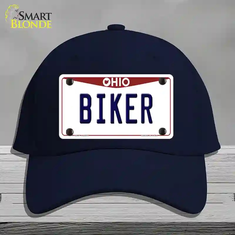 HAT20-MLP-10096 Biker Ohio Novelty License Plate Hat, Cotton - Navy