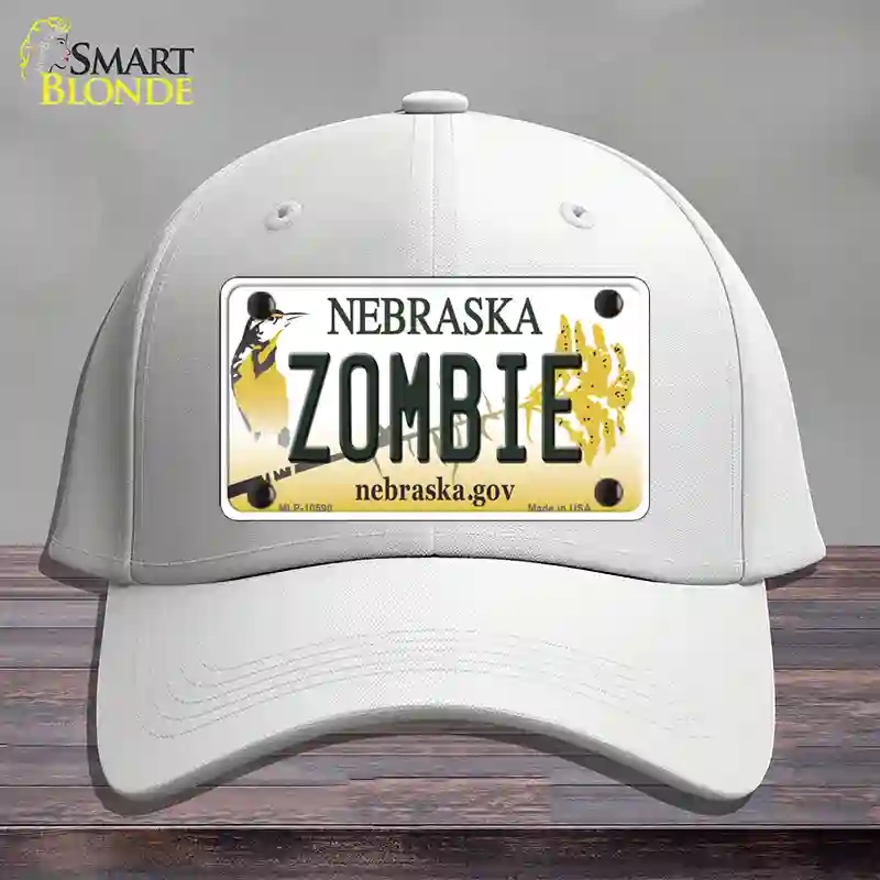 HAT21-MLP-10590 Zombie Nebraska Novelty License Plate Hat, Cotton - White
