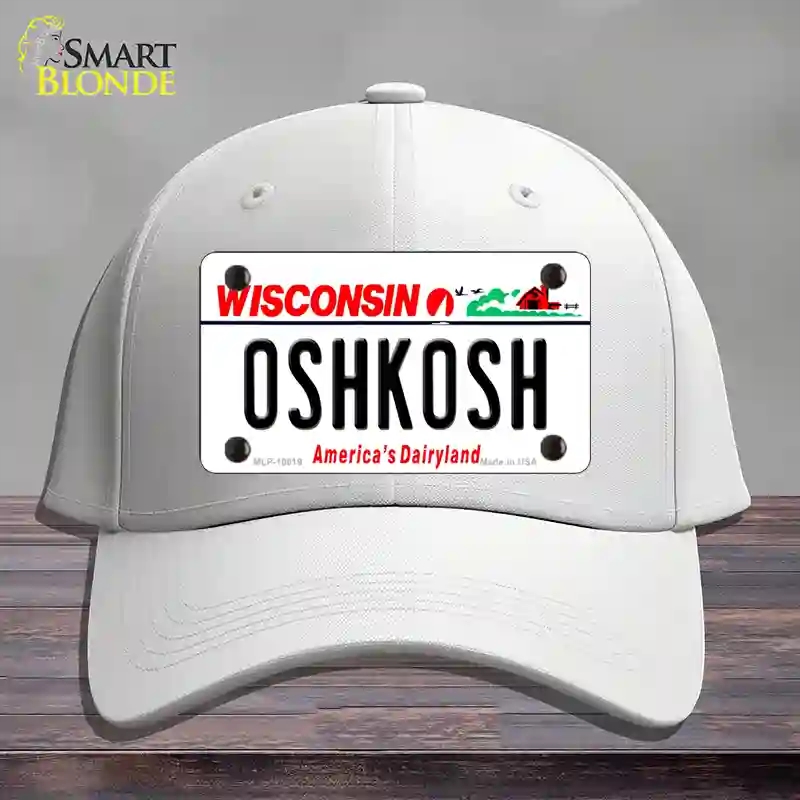 HAT21-MLP-10619 Oshkosh Wisconsin Novelty License Plate Hat, Cotton - White
