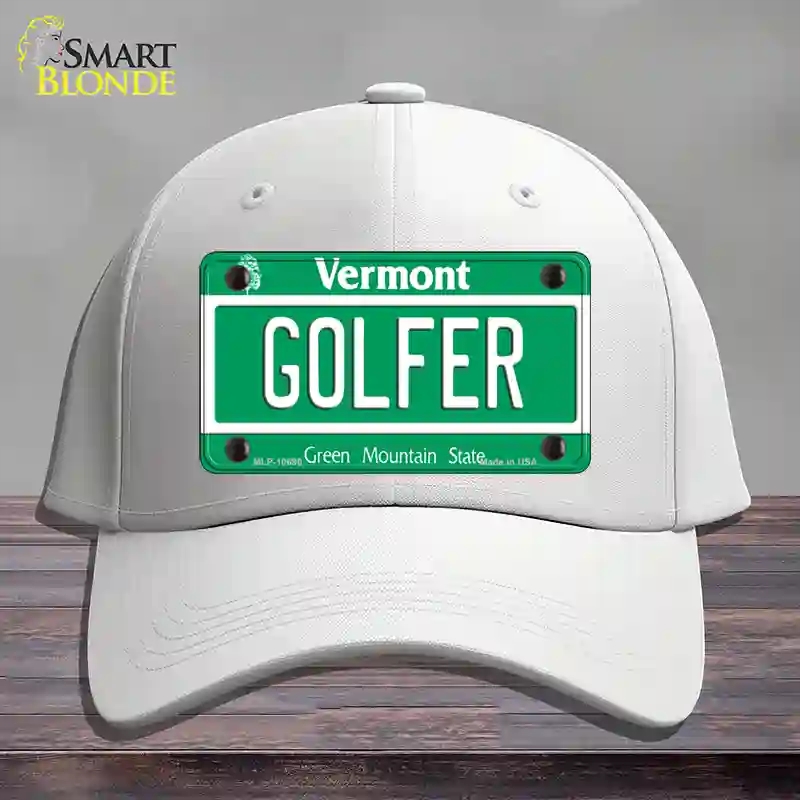 HAT21-MLP-10690 Golfer Vermont Novelty License Plate Hat, Cotton - White