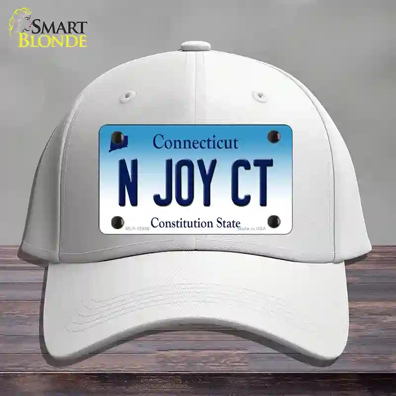 HAT21-MLP-10890 N Joy CT Connecticut Novelty License Plate Hat, Cotton - White