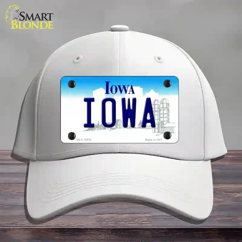 HAT21-MLP-10934 Iowa State Novelty License Plate Hat, Cotton - White