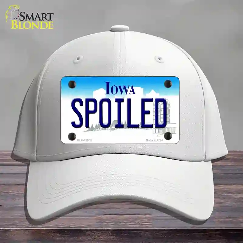 HAT21-MLP-10955 Spoiled Iowa Novelty License Plate Hat, Cotton - White