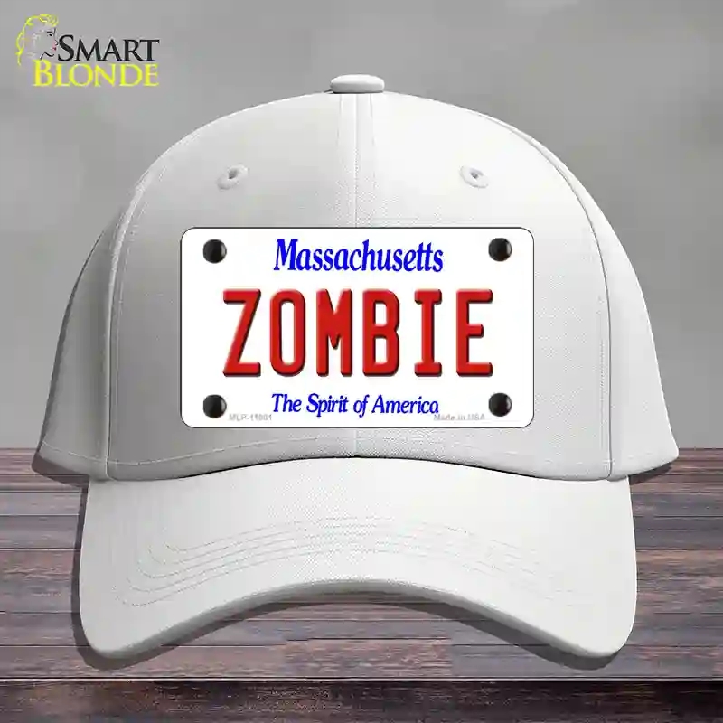 HAT21-MLP-11001 Zombie Massachusetts Novelty License Plate Hat, Cotton - White
