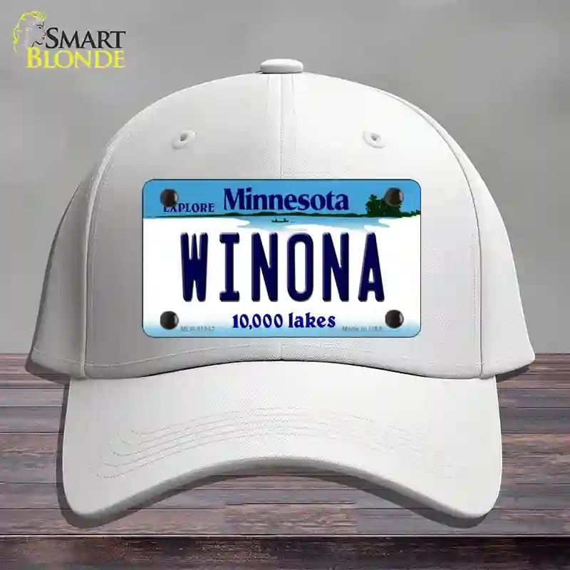 HAT21-MLP-11047 Winona Minnesota State Novelty License Plate Hat, Cotton - White
