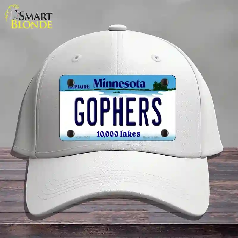 HAT21-MLP-11053 Gophers Minnesota State Novelty License Plate Hat, Cotton - White