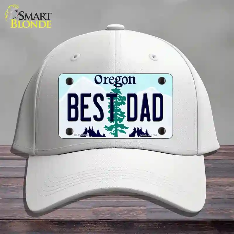 HAT21-MLP-10382 Best Dad Oregon Novelty License Plate Hat, Cotton - White