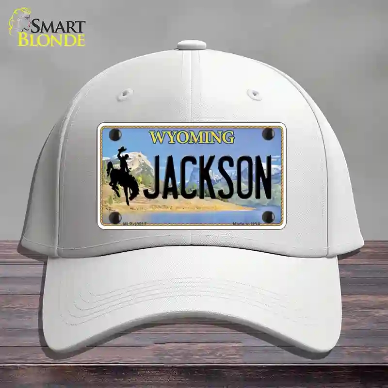HAT21-MLP-10517 Jackson Wyoming Novelty License Plate Hat, Cotton - White