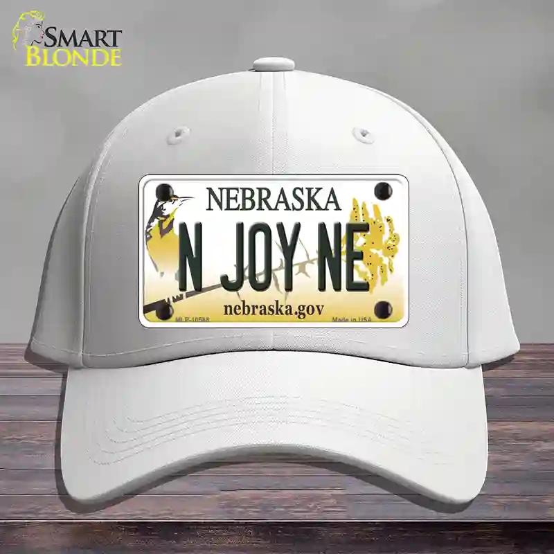 HAT21-MLP-10568 N Joy NE Nebraska Novelty License Plate Hat, Cotton - White
