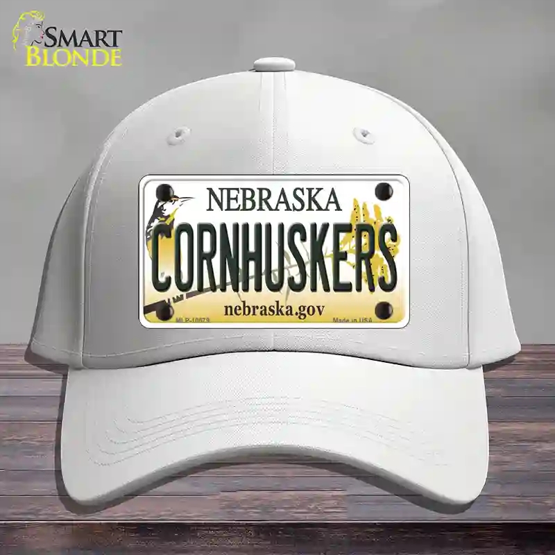 HAT21-MLP-10579 Cornhuskers Nebraska Novelty License Plate Hat, Cotton - White