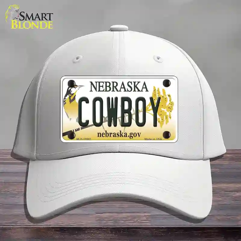 HAT21-MLP-10582 Cowboy Nebraska Novelty License Plate Hat, Cotton - White
