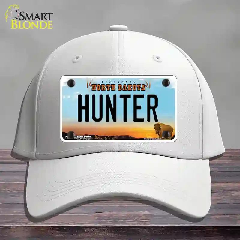 HAT21-MLP-10728 Hunter North Dakota Novelty License Plate Hat, Cotton - White