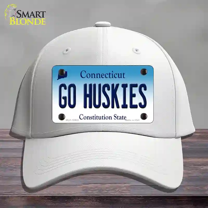 HAT21-MLP-10903 Go Huskies Connecticut Novelty License Plate Hat, Cotton - White