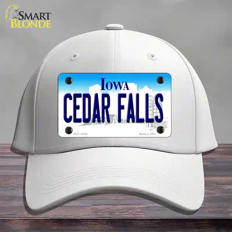 HAT21-MLP-10945 Cedar Falls Iowa Novelty License Plate Hat, Cotton - White