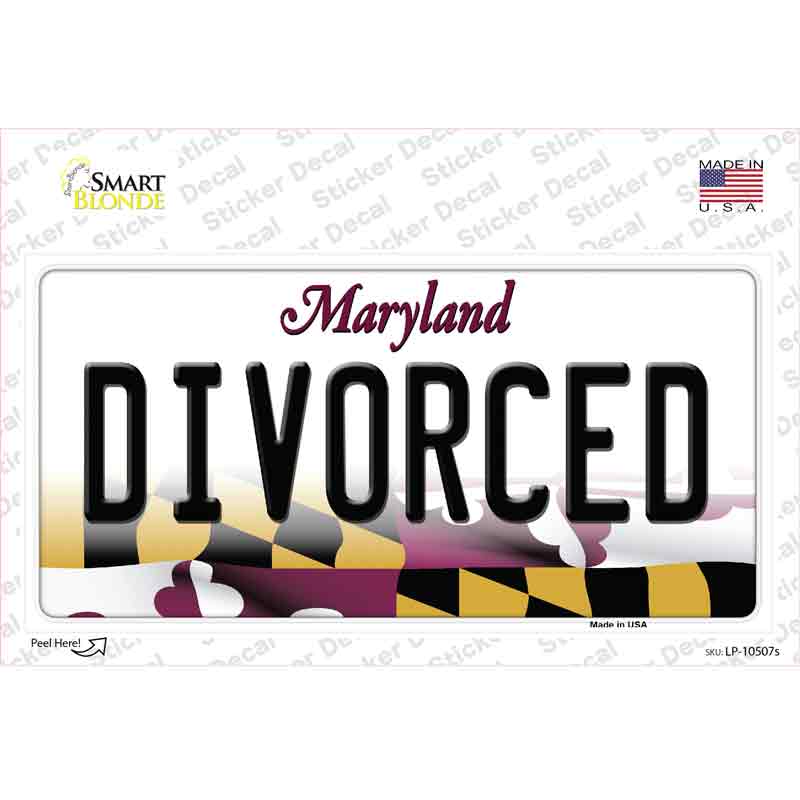 LP-10507s-M Divorced Maryland Novelty Sticker Decal, Medium