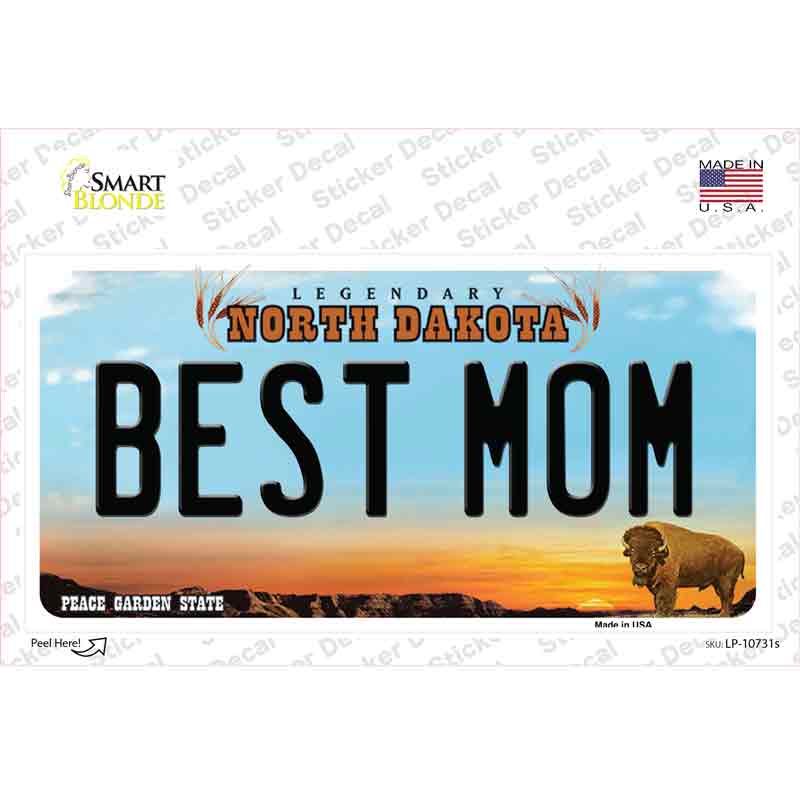 LP-10731s-M Best Mom North Dakota Novelty Sticker Decal, Medium