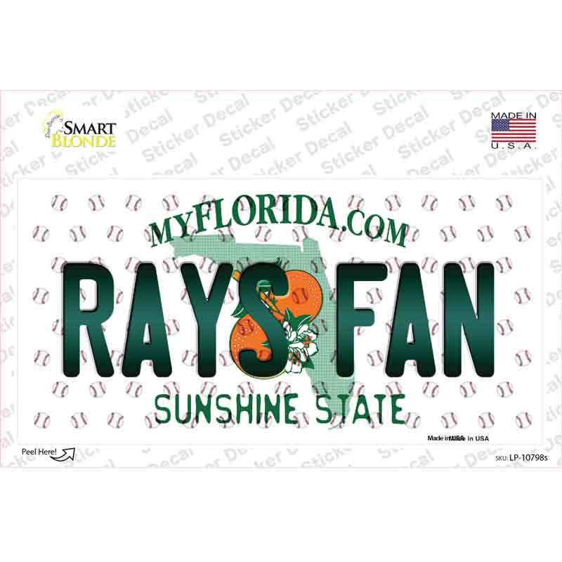 LP-10798s-M Rays Fan Florida Novelty Sticker Decal, Medium