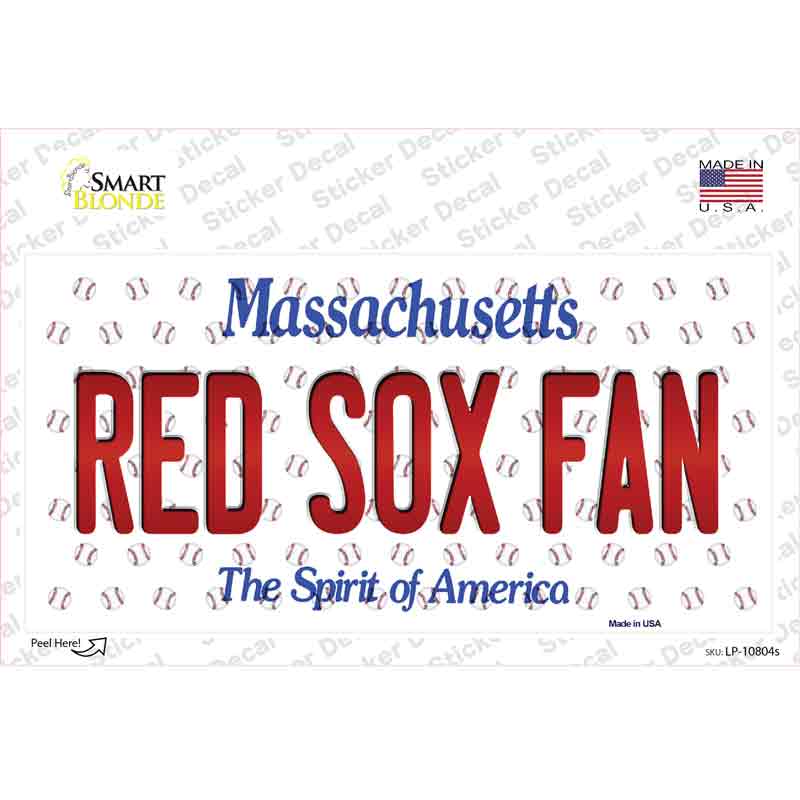LP-10804s-M Red Sox Fan Massachusetts Novelty Sticker Decal, Medium