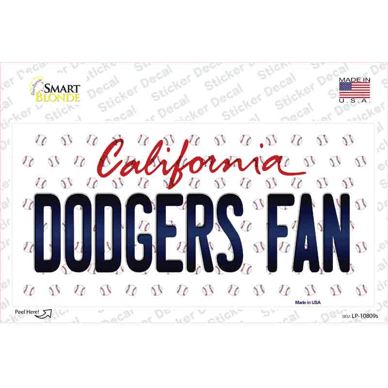 LP-10809s-M Dodgers Fan California Novelty Sticker Decal, Medium