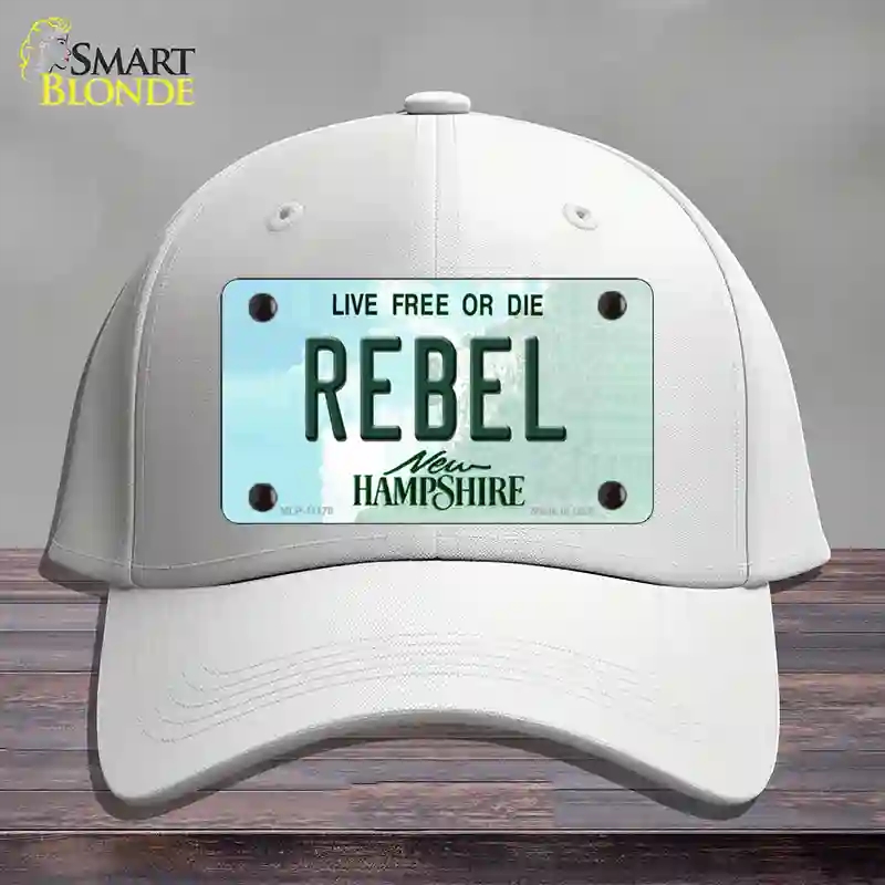 HAT21-MLP-11178 Rebel   Hampshire State Novelty License Plate Hat, Cotton - White