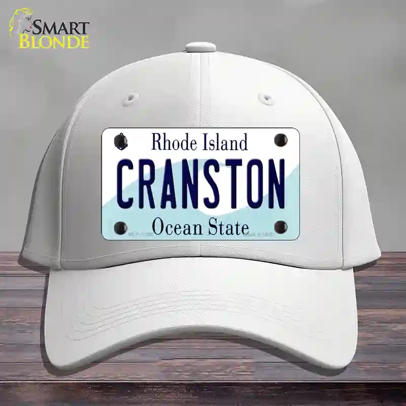 HAT21-MLP-11185 Cranston Rhode Island State Novelty License Plate Hat, Cotton - White
