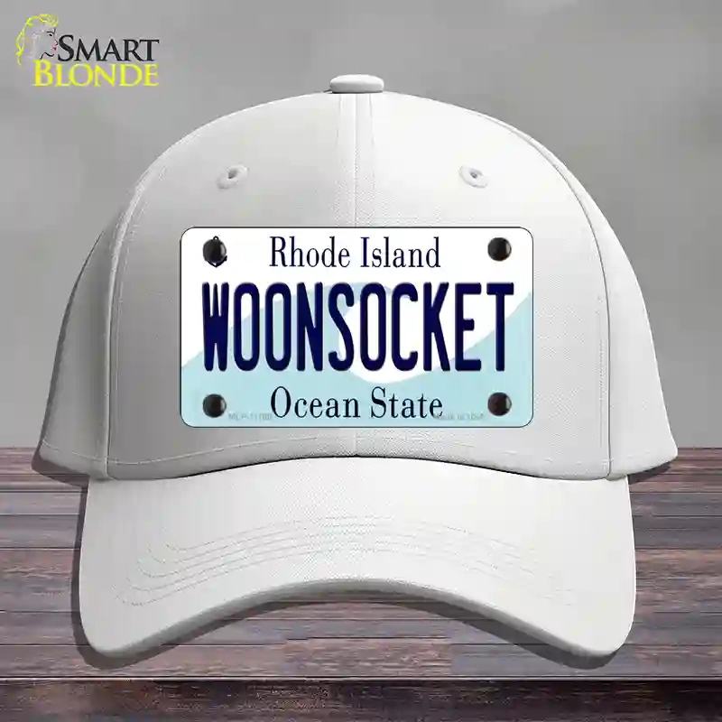 HAT21-MLP-11186 Woonsocket Rhode Island State Novelty License Plate Hat, Cotton - White