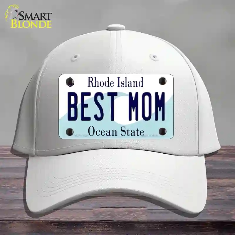 HAT21-MLP-11221 Best Mom Rhode Island State Novelty License Plate Hat, Cotton - White